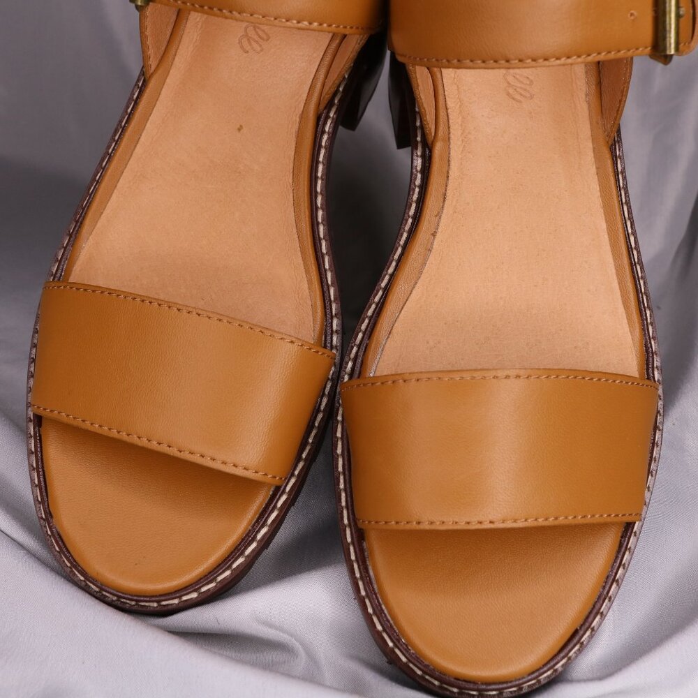 Madewell Tan Leather Lug Sole Block Heel Sandals Size 8 NWOB - Picture 7 of 10
